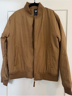 Men's Tan Bomber Jacket with Ribbed Trim